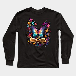 Butterfly Reads Book Long Sleeve T-Shirt